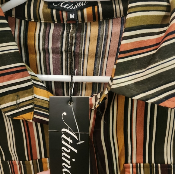 Brown & multi-coloured stripes shirt dress NWT - Picture 3 of 6
